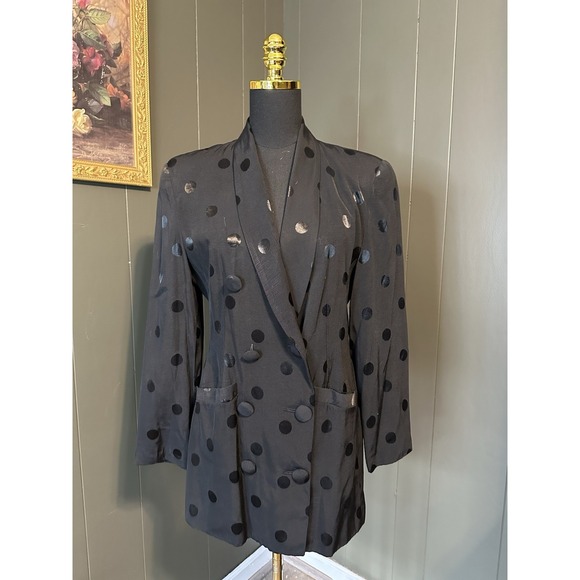 The Limited Jackets & Blazers - The Limited Black Polka Dor Vintage Blazer Jacket Womens S‎ Smal